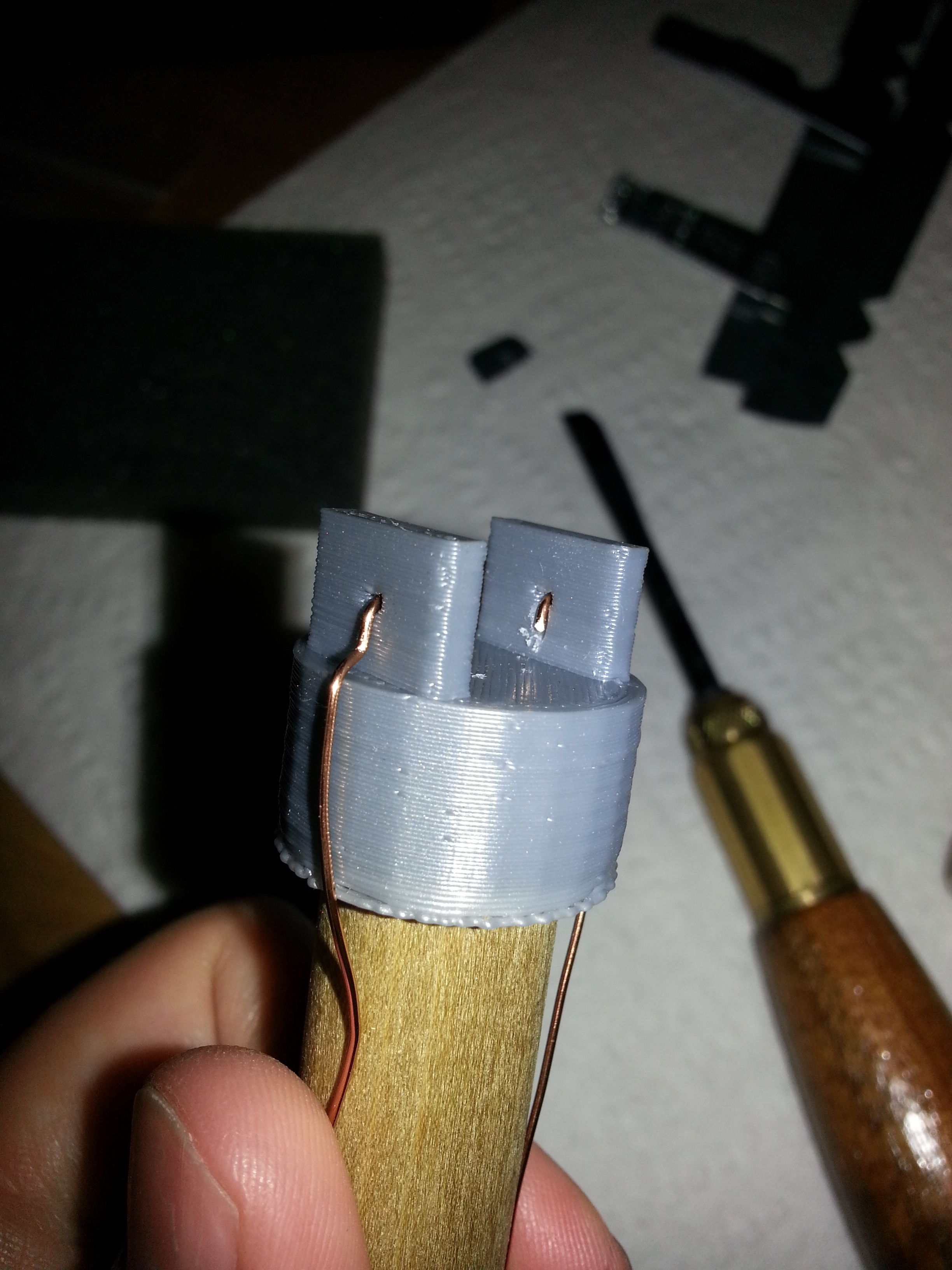 Probe tip with wire inserted