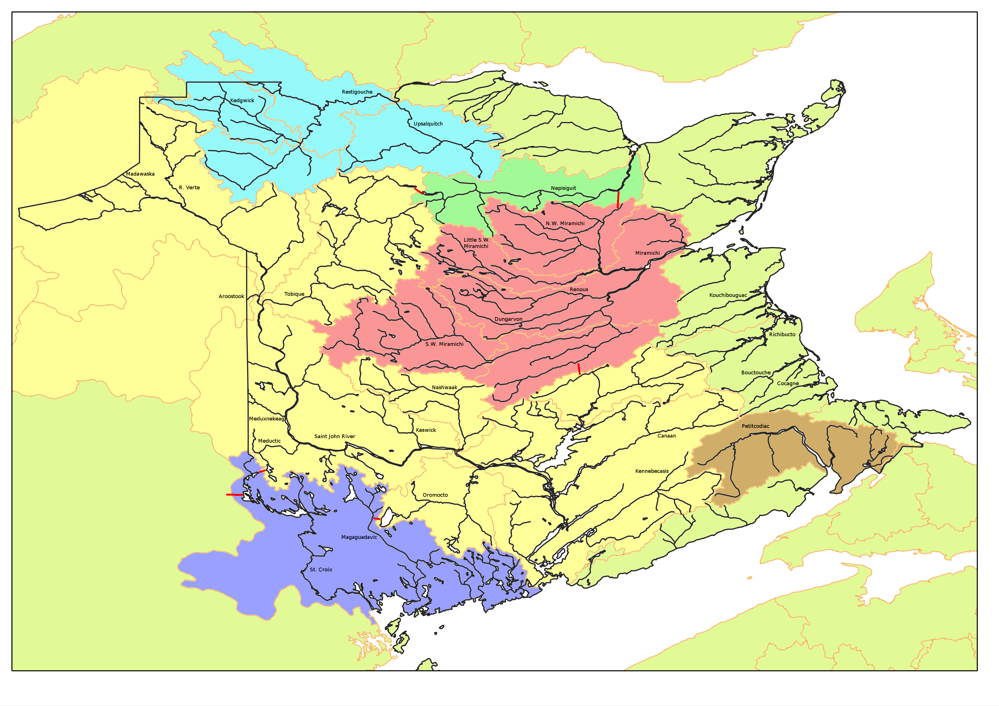 NB Watershed Map Labelled 