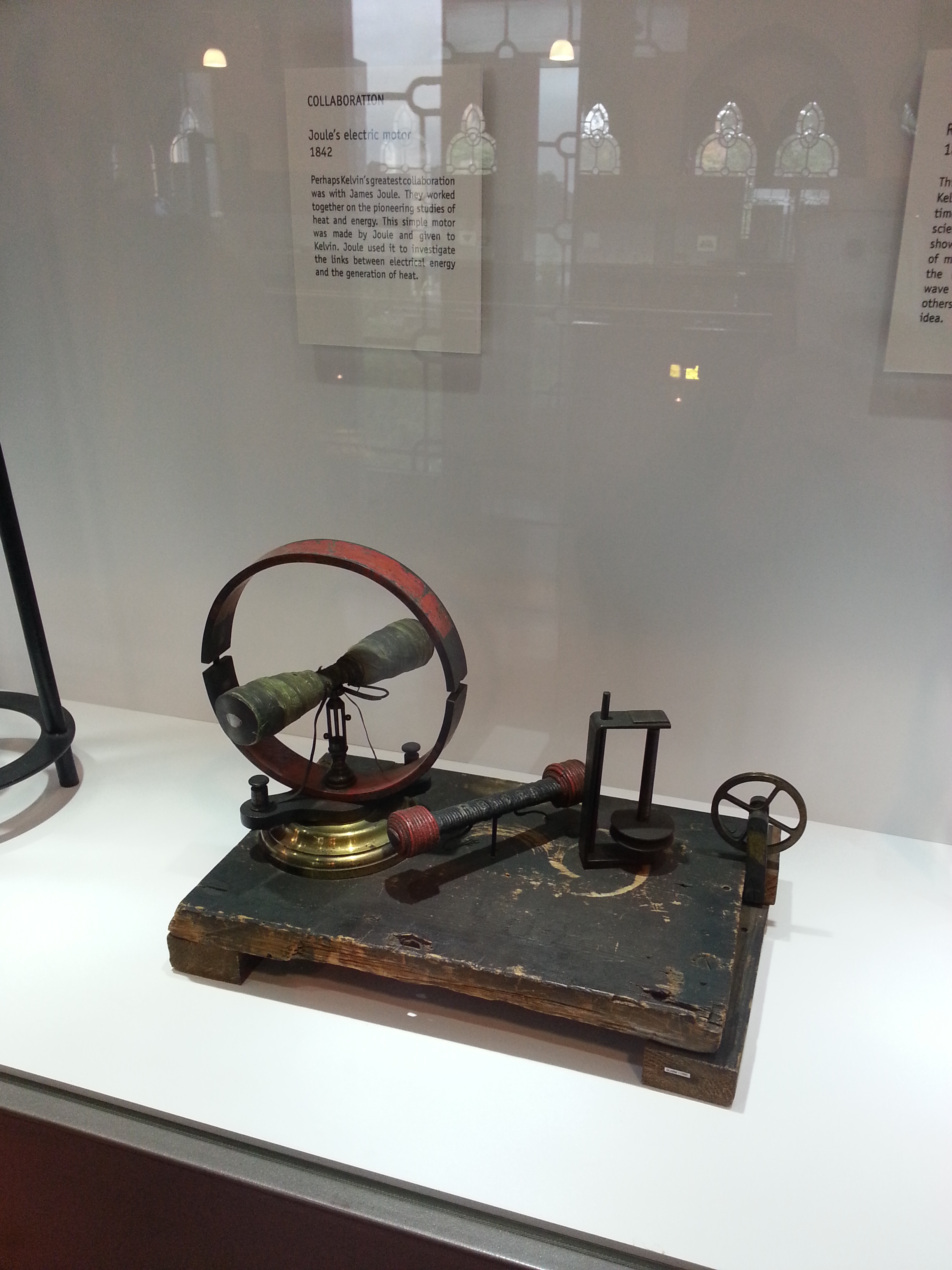 An early electric motor given to Lord Kelvin by James Joule