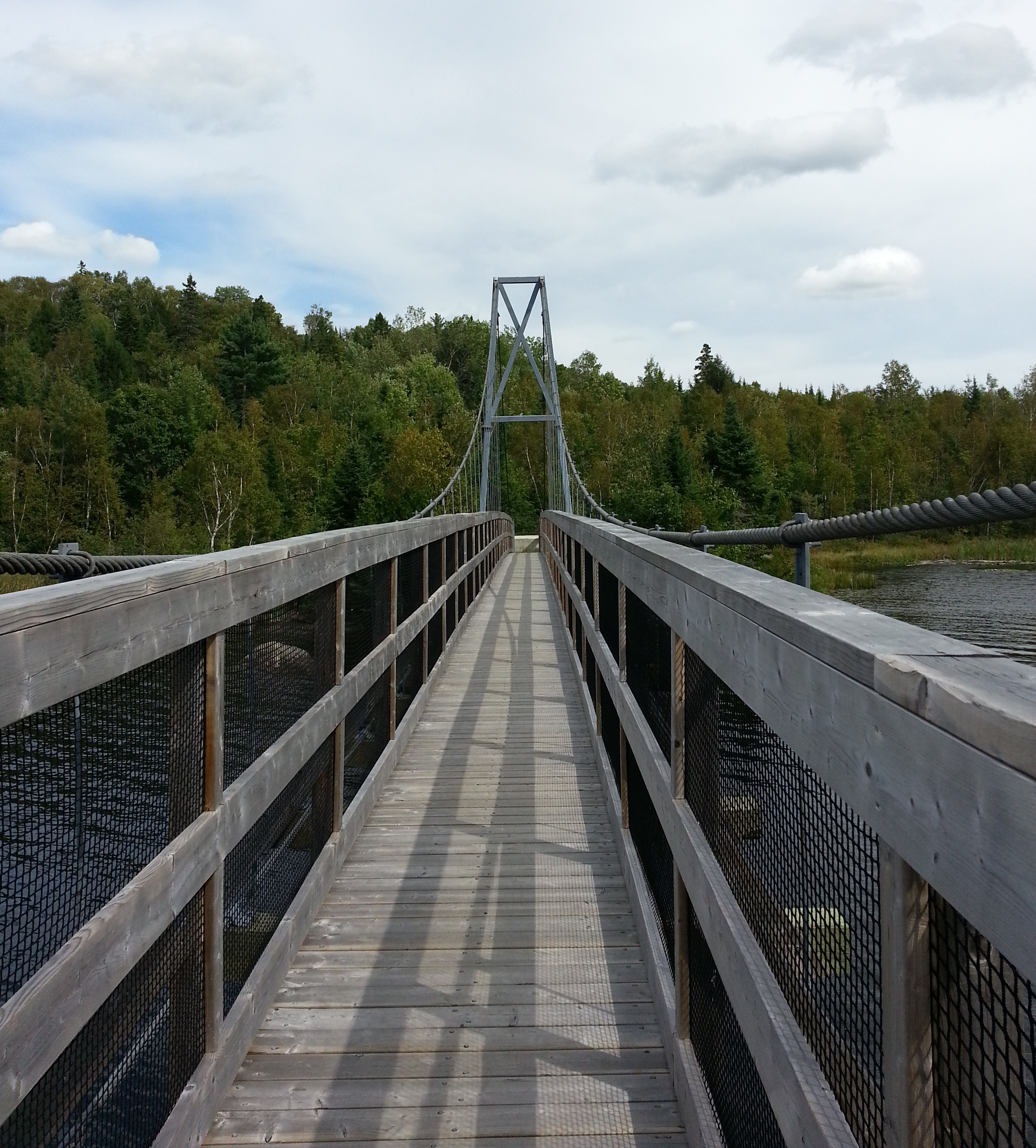 Crossing the suspension bridge