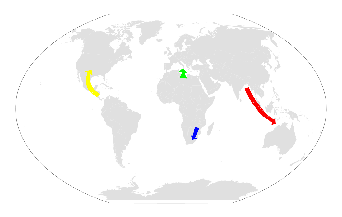 Map of migration hotspots