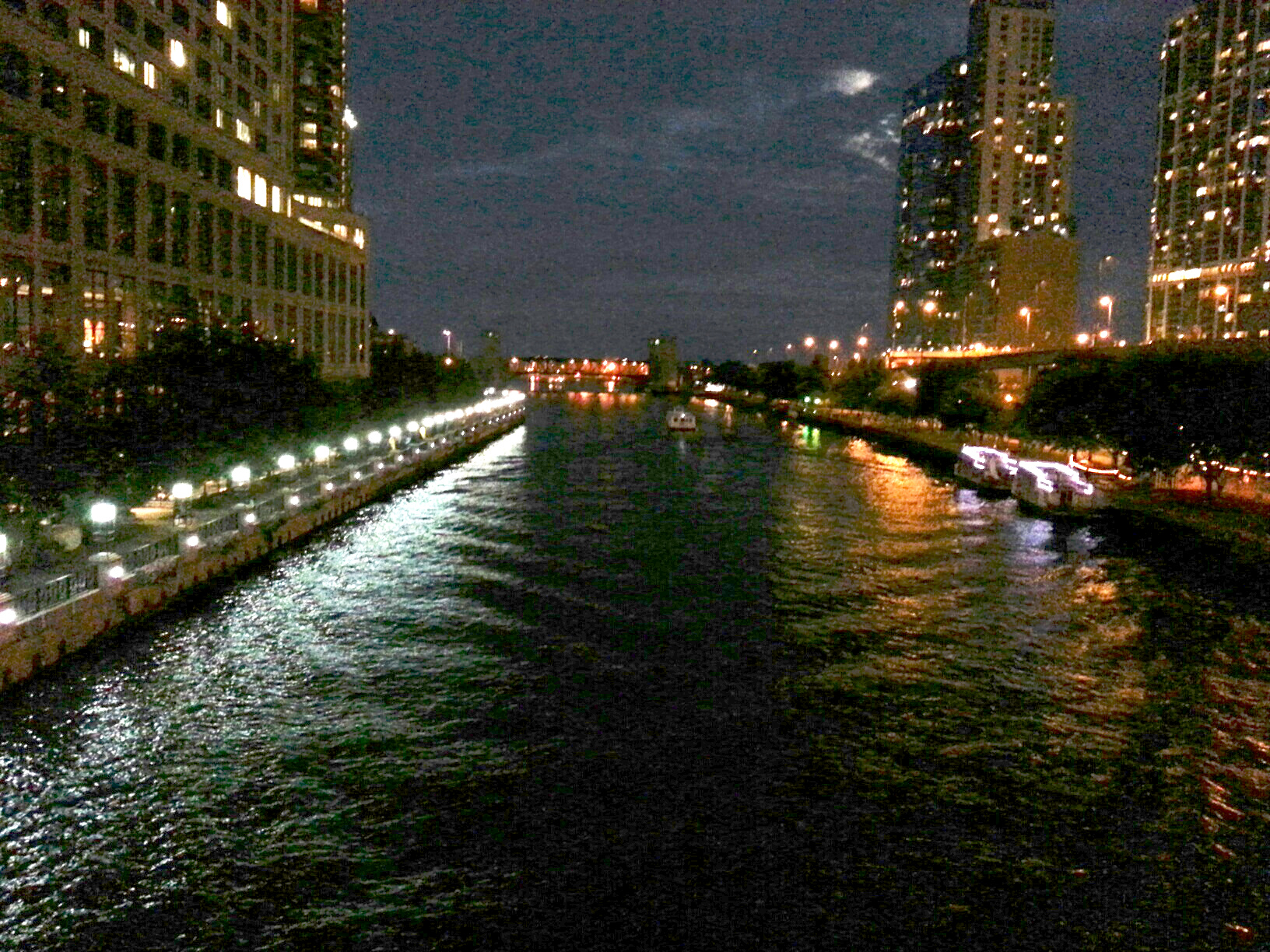 Chicago River at night