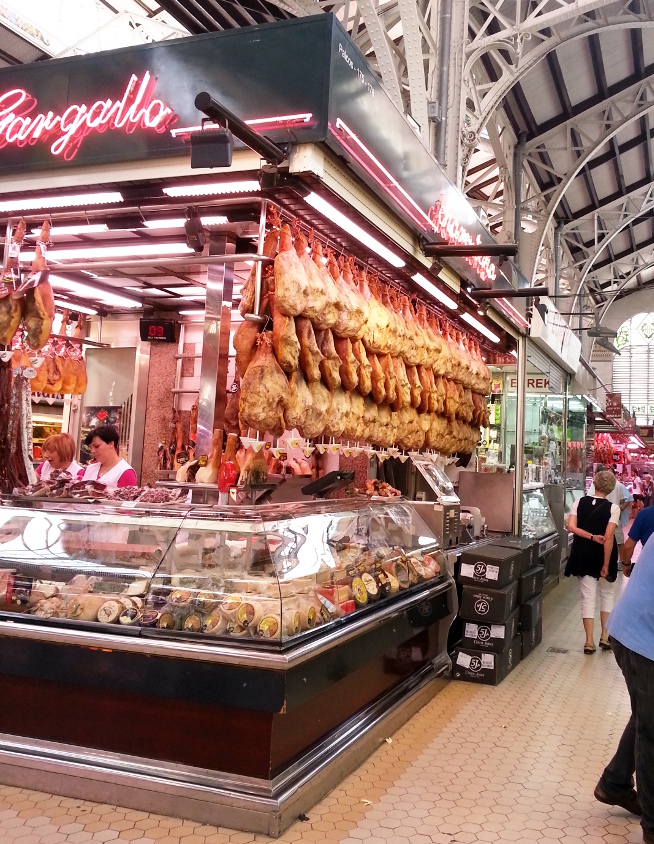 Jamon vendor in Valencia market