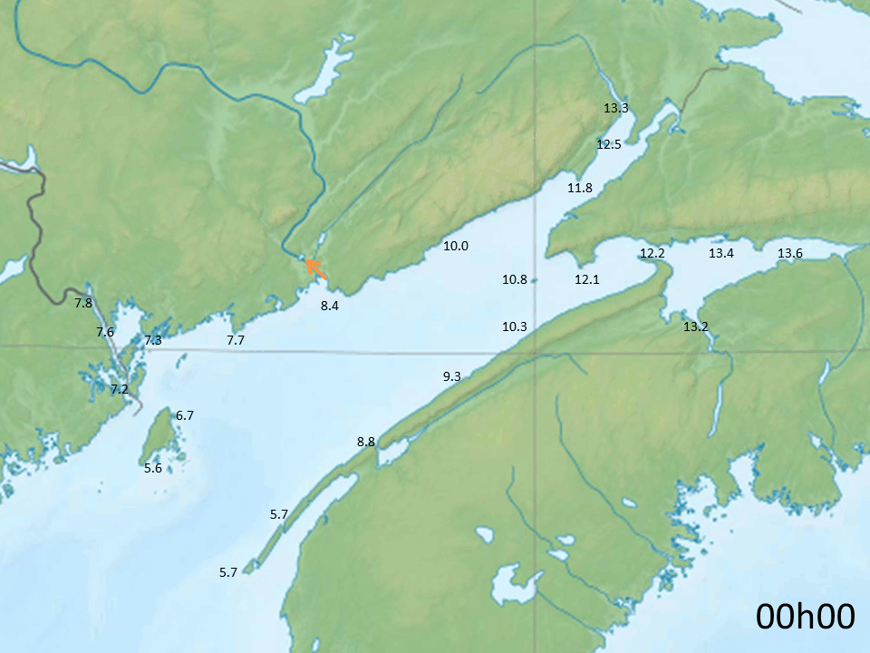 Animation of tides in the Bay of Fundy