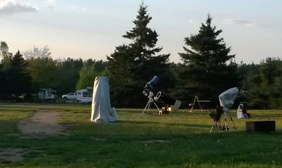 Telescopes set up for the Fall Star Fest